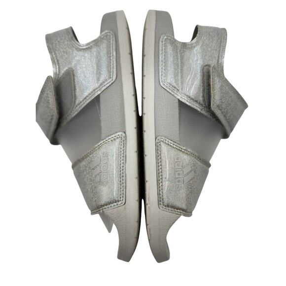 Adidas Kids Sandals Size 5 Silver Glitter Adjustable Straps - Picture 5 of 9